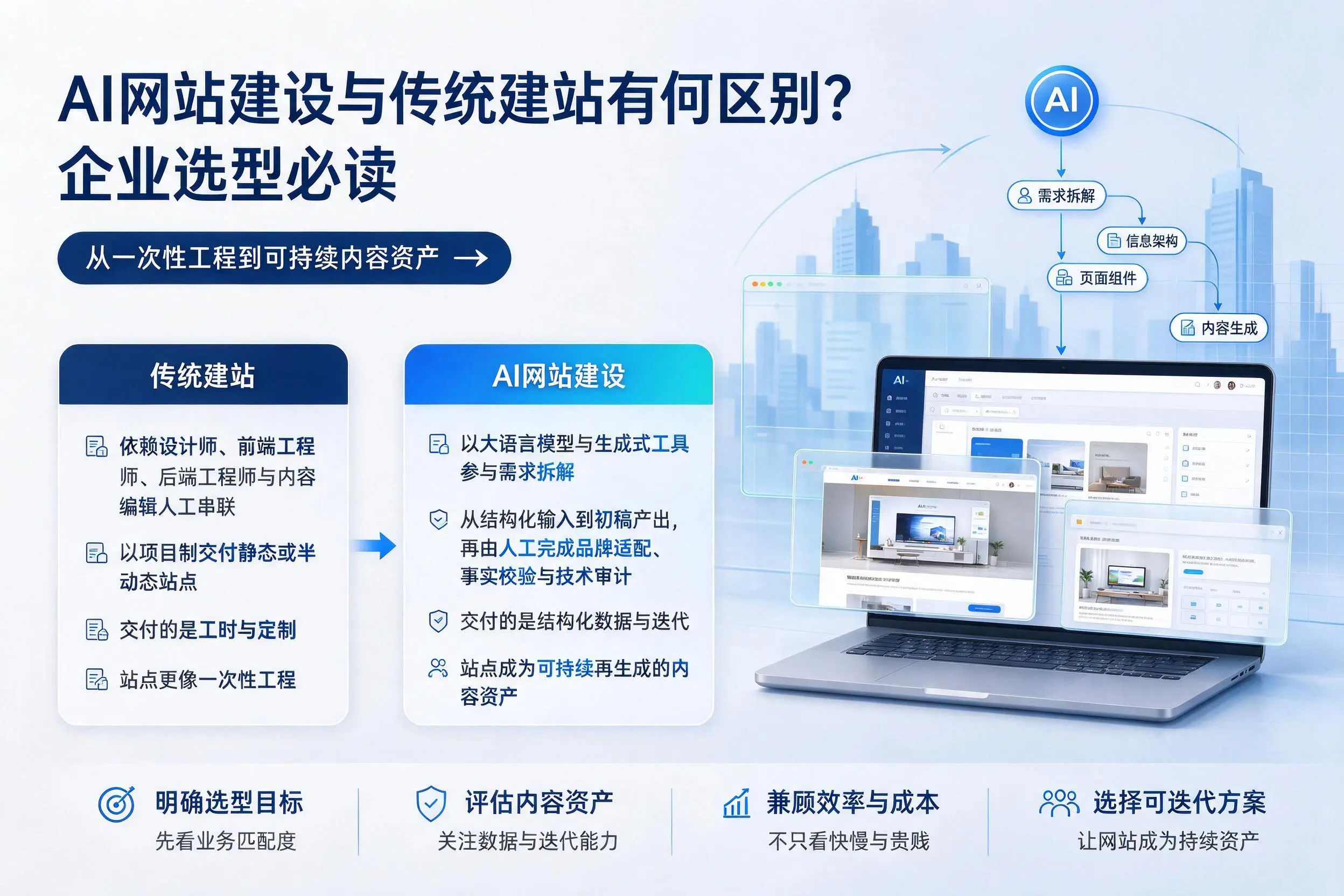 AI网站建设与传统建站有何区别？南通企业选型必读