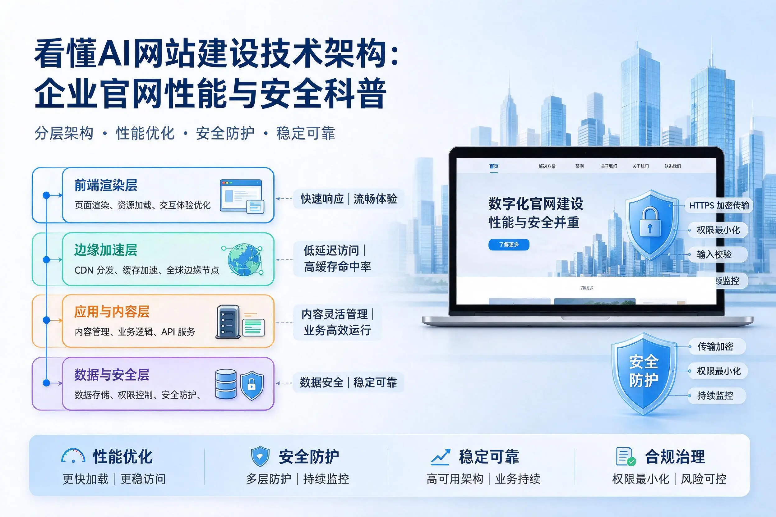 看懂AI网站建设技术架构：南通企业官网性能与安全科普