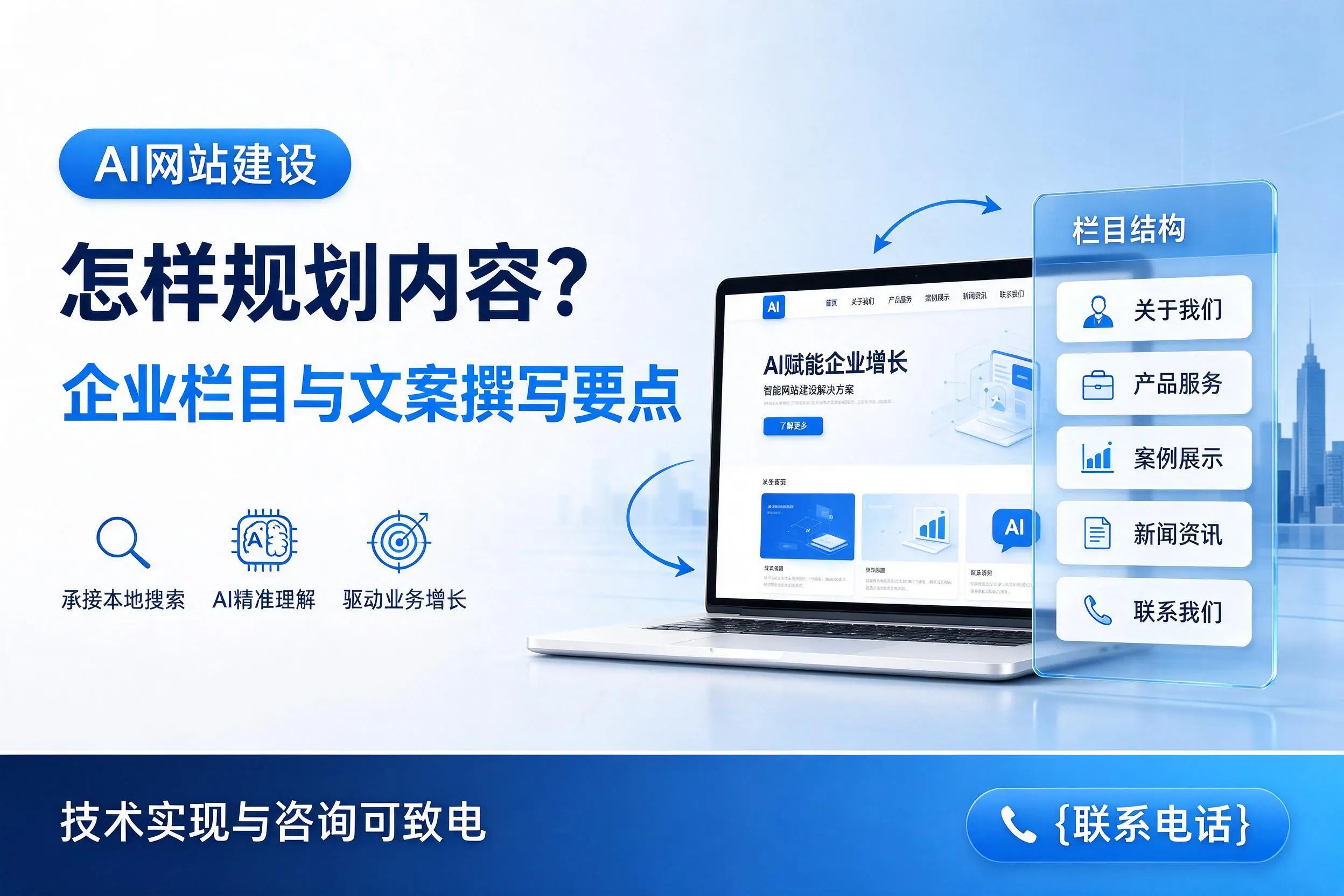 AI网站建设怎样规划内容?南通企业栏目与文案撰写要点