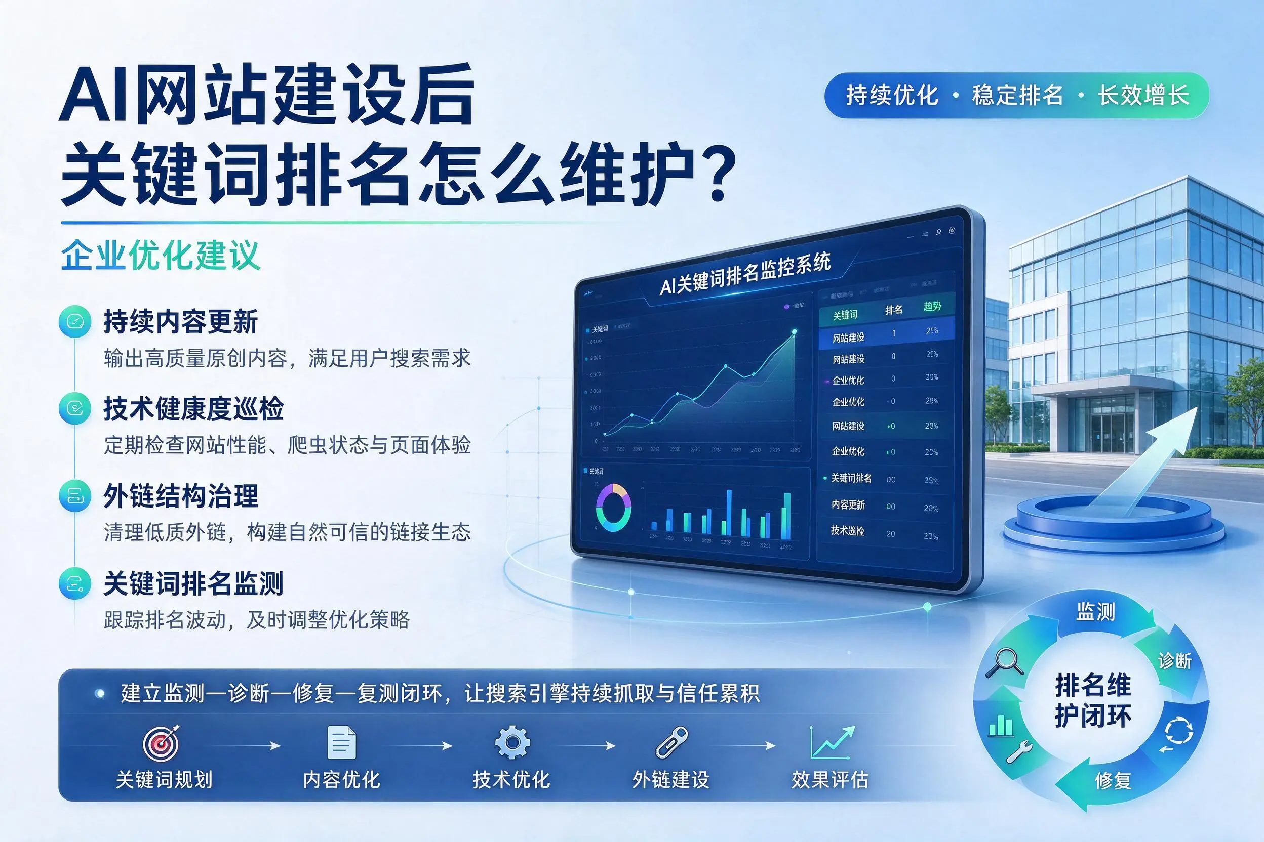 AI网站建设后关键词排名怎么维护？南通企业优化建议